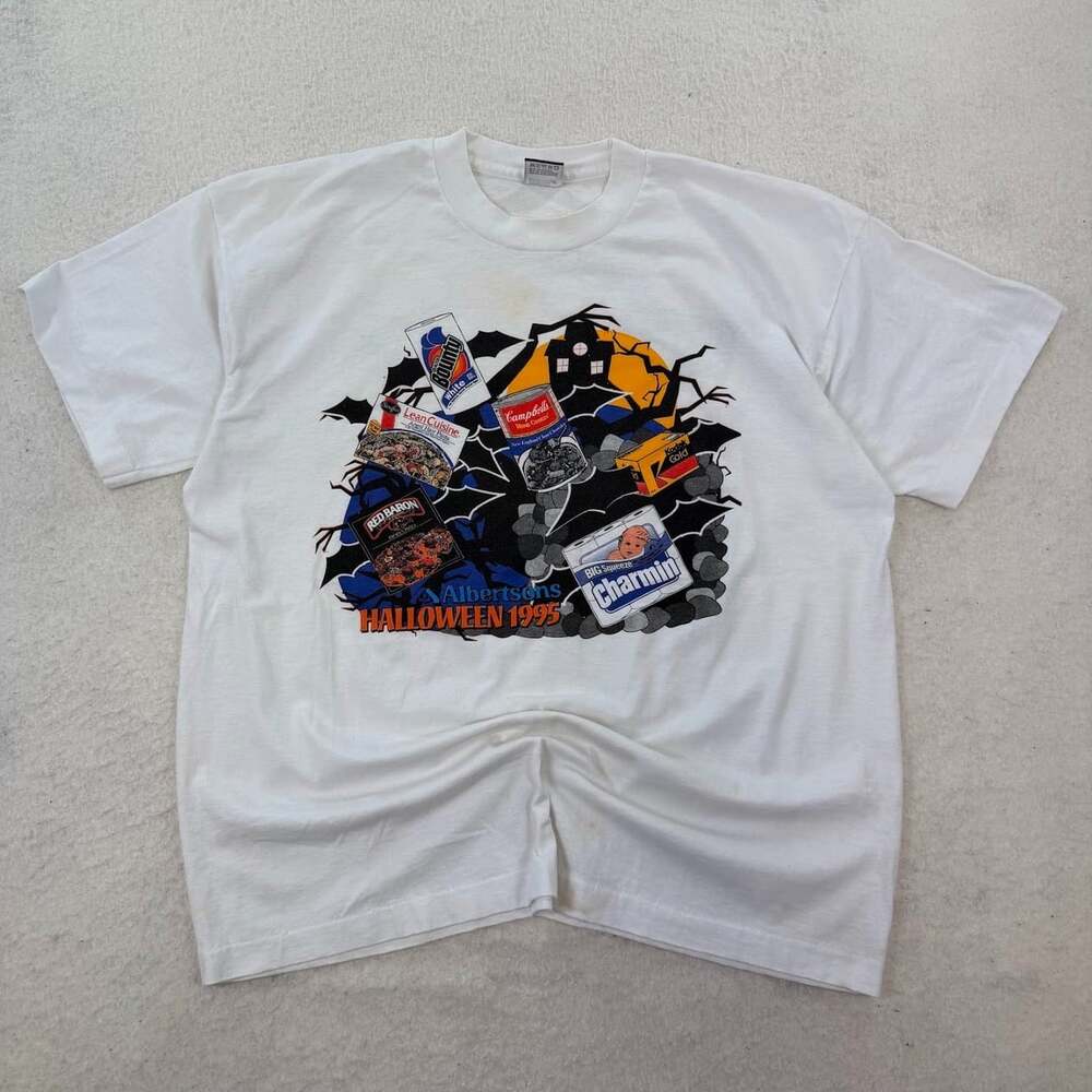 Vintage 1995 Albertsons Halloween Graphic T-Shirt Double Sided Size XL